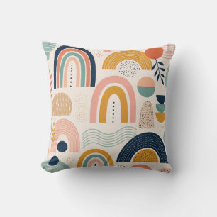 Pastel Prism Arc Abstract Surface Pattern Cushion