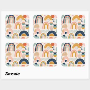 Pastel Prism Arc Abstract Surface Pattern Sheet of Square Sticker