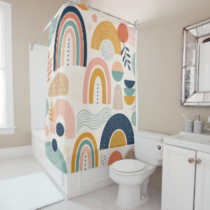 Pastel Prism Arc Abstract Surface Pattern Stylish Shower Curtain