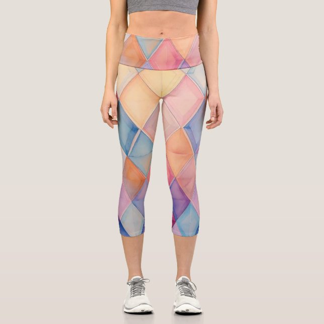 Pastel Prism High-Waisted Capris (Front)
