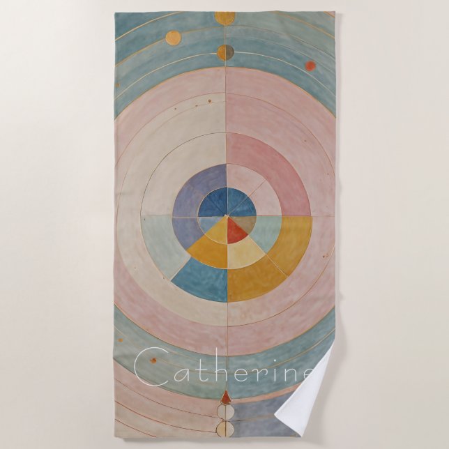 Pastel Prism: Rainbow Color Wheels Beach Towel (Front)
