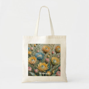 Pastel Protea Dream: Elegant Floral Tote Bag