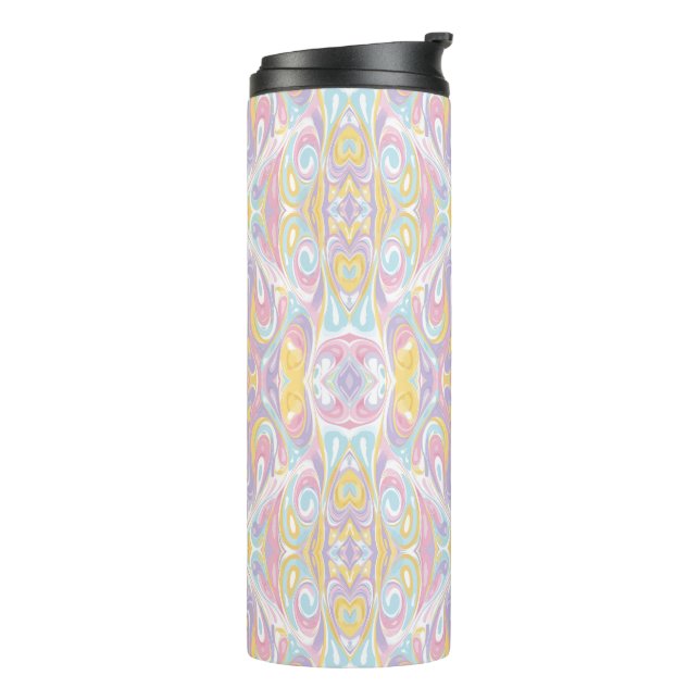 Pastel Psychedelic Pattern | Groovy Liquid Marble Thermal Tumbler (Rotated Left)