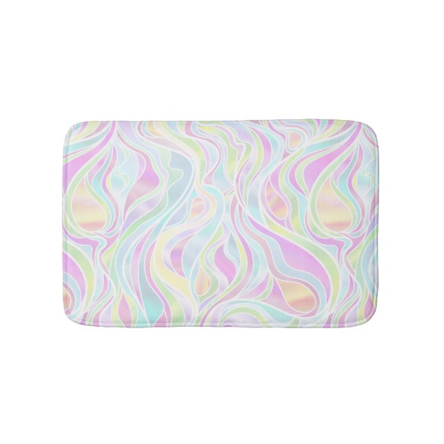Pastel Psychedelic Stained Glass Abstract Bath Mat (Front)