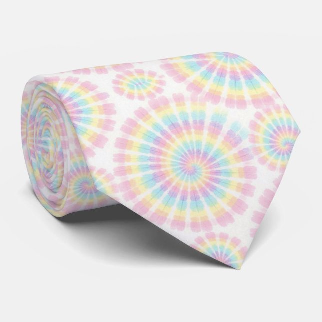 Pastel Psychedelic Tie-Dye Pattern Tie (Rolled)