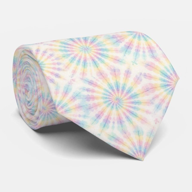 Pastel Psychedelic Tie-Dye Pattern Tie (Rolled)