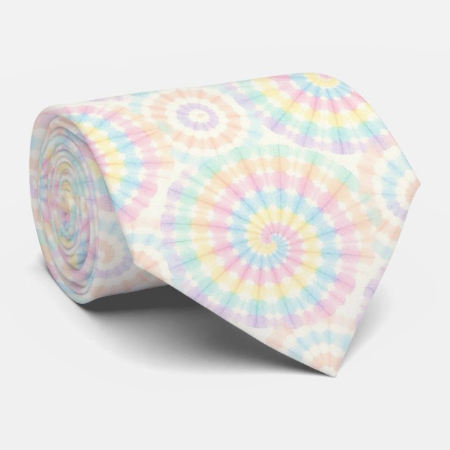 Pastel Psychedelic Tie-Dye Pattern Tie (Rolled)