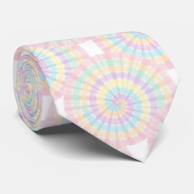 Pastel Psychedelic Tie-Dye Pattern Tie (Rolled)