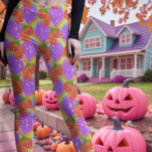 Pastel Puking Pumpkins lilac  Leggings<br><div class="desc">How cute are these lilac purple leggings with kawaii pumpkins? 
Brighten up your wardrobe with these fun and quirky leggings - talk about a statement piece!</div>