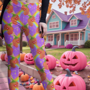Pastel Puking Pumpkins lilac  Leggings