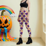 Pastel Puking Pumpkins midnight  Leggings<br><div class="desc">Your new favourite leggings are here: dark purple with a fun twist of puking rainbow pumpkins.</div>