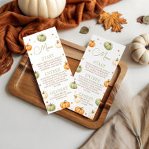 Pastel Pumpkin 4x9 Printable Menu Card
