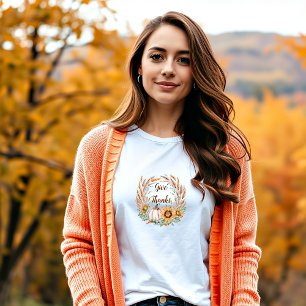 Pastel pumpkin floral custom autumn T-Shirt