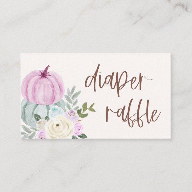 Pastel Pumpkin Floral Diaper Raffle Cards (Front)