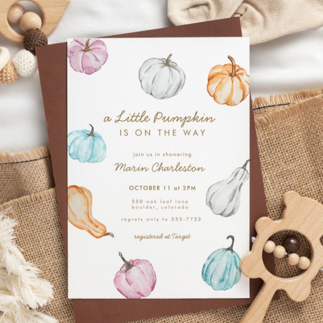 Pastel Pumpkin Gender Neutral Fall Baby Shower Invitation (Creator Uploaded)