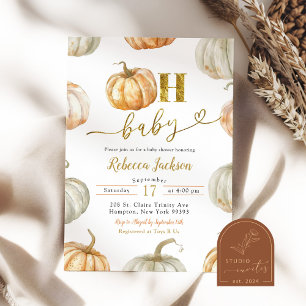 Pastel Pumpkin Gender Neutral Oh Baby Baby Shower Invitation
