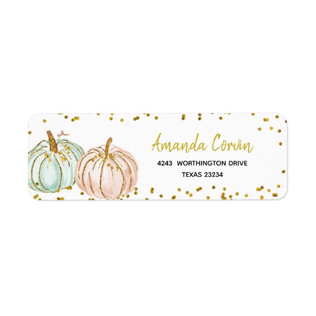Pastel Pumpkin Gender Reveal  Return Address Label (Front)