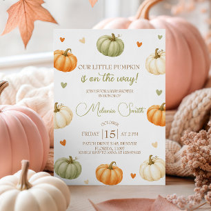 Pastel Pumpkin Little One Baby Shower Invite