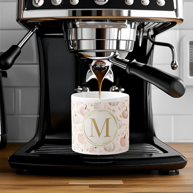 Pastel Pumpkin Monogram – Personalised Initial Espresso Cup (Creator Uploaded)