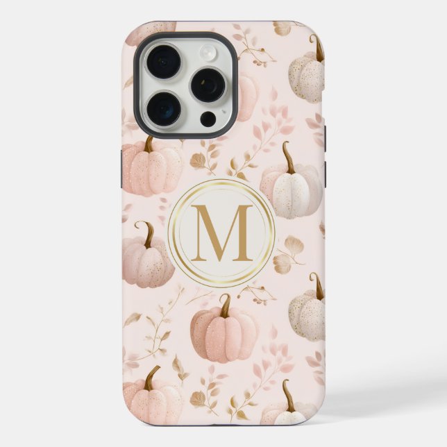 Pastel Pumpkin Monogram – Personalised Initial iPhone Case (Back)