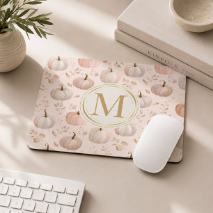 Pastel Pumpkin Monogram – Personalised Initial Mouse Pad