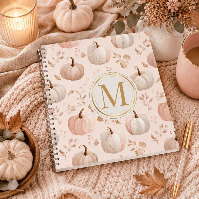 Pastel Pumpkin Monogram – Personalised Initial Not Notebook (Creator Uploaded)