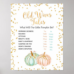 Pastel Pumpkin Old Wives Tales Gender Reveal Poster
