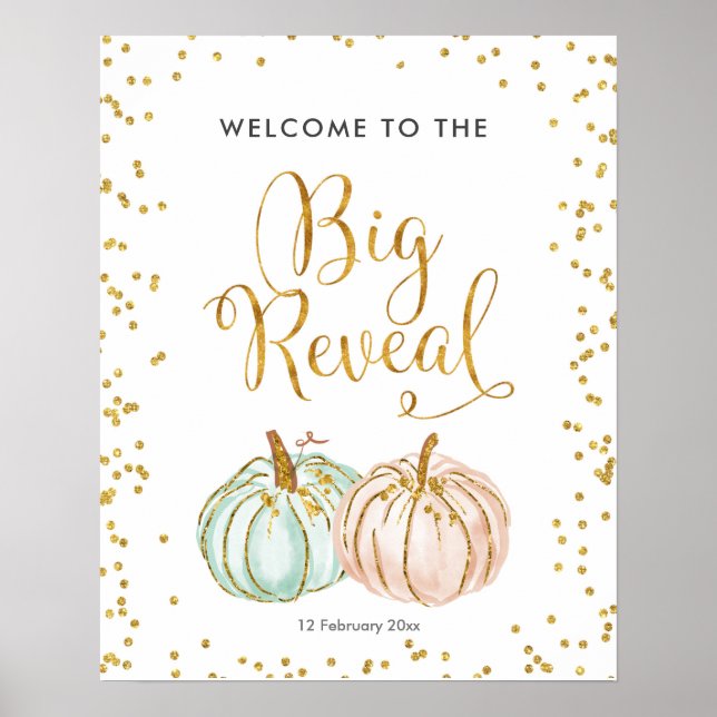 Pastel Pumpkin Welcome to Big Reveal Poster (Front)
