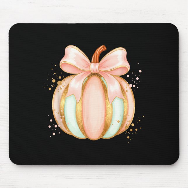 Pastel pumpkin with bow fall halloween cute mouse pad (Front)