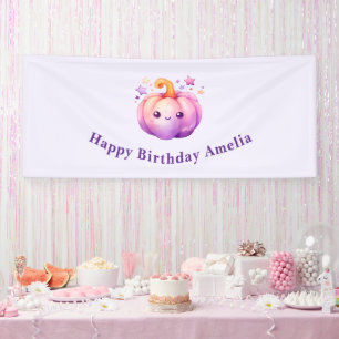 Pastel Pumpkin with Stars Cute Dreamy Birthday Banner