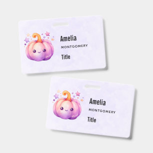 Pastel Pumpkin with Stars Cute Dreamy Business ID Badge