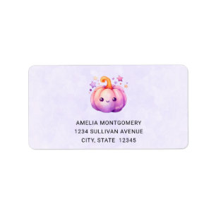 Pastel Pumpkin with Stars Cute Dreamy Vibe Address Label