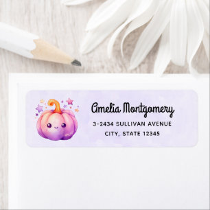Pastel Pumpkin with Stars Cute Dreamy Vibe Address Return Address Label
