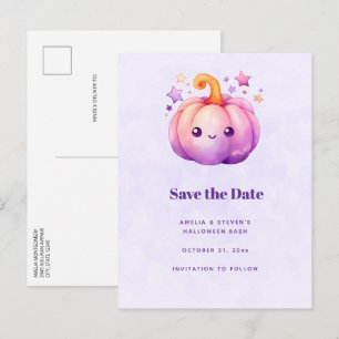 Pastel Pumpkin with Stars Cute Dreamy Vibe Announcement Postcard