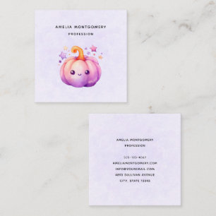 Pastel Pumpkin with Stars Cute Dreamy Vibe Square Business Card