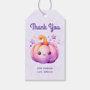 Pastel Pumpkin with Stars Cute Party Thank You Gift Tags