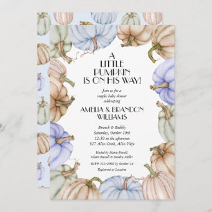 Pastel Pumpkins Boy Baby Shower Invitations