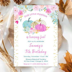 Pastel Pumpkins Confetti Birthday Party Invitation