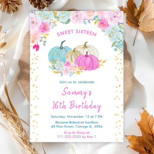 Pastel Pumpkins Confetti Sweet Sixteen Invitation