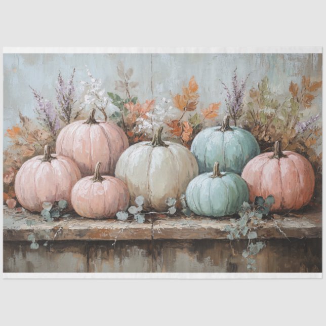 Pastel Pumpkins Decoupage Tissue Paper (Front)