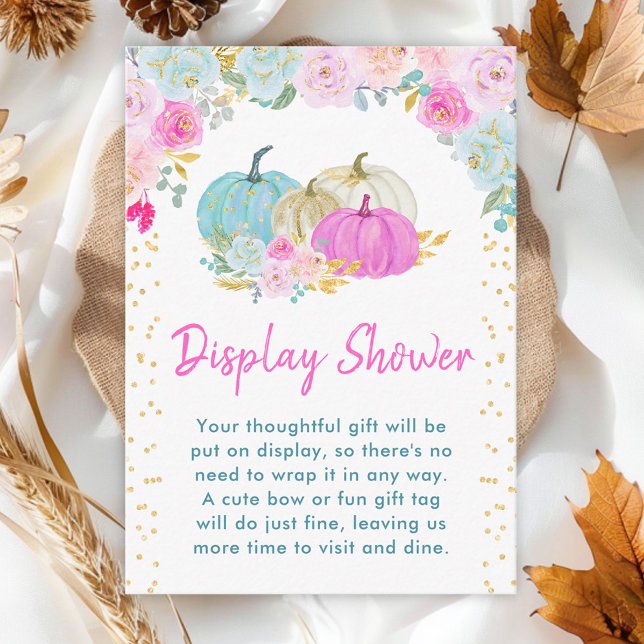 Pastel Pumpkins Floral Display Baby Shower Enclosure Card (Creator Uploaded)