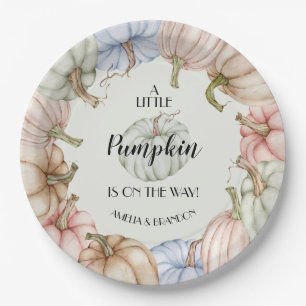 Pastel Pumpkins Gender Neutral Baby Shower Paper Plate