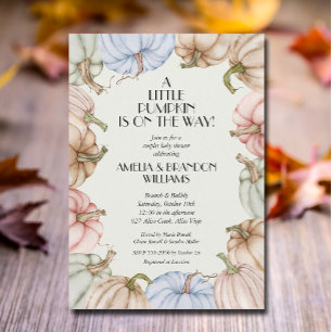 Pastel Pumpkins Green Baby Shower Invitation
