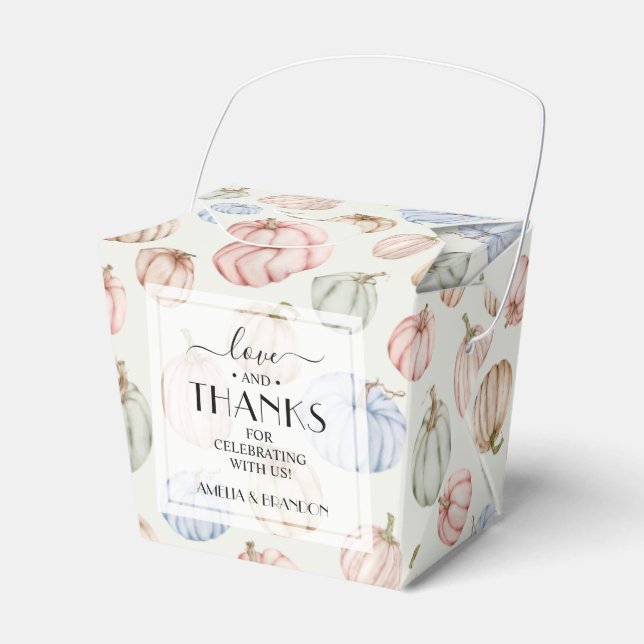 Pastel Pumpkins Neutral Baby Shower Favour Box (Front Side)