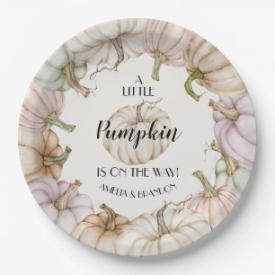Pastel Pumpkins Neutral Baby Shower Paper Plate