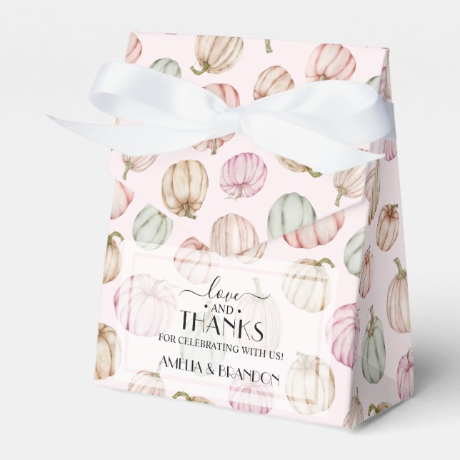 Pastel Pumpkins Pink Girl Baby Shower Favour Box (Front Side)