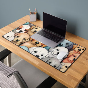 Pastel Puppies Whimsical Doodle Desk Mat