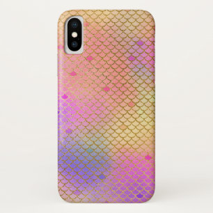 Pastel Purple and Orange Mermaid Scales Pattern iPhone X Case