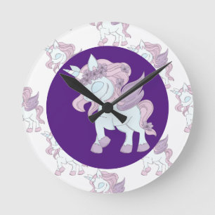 Pastel Purple and White Unicorn Acrylic Wall Clock