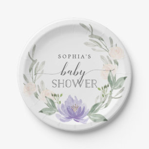 Pastel Purple Baby Shower Paper Plates